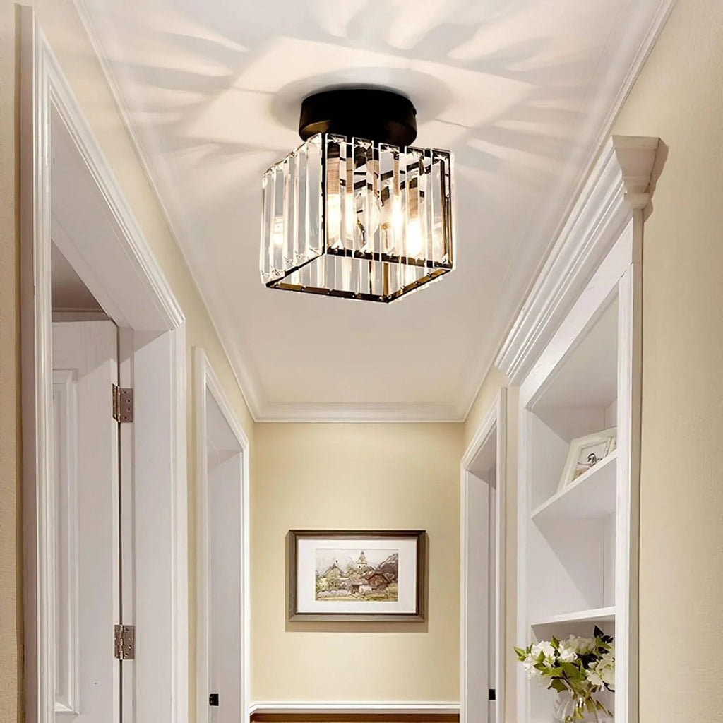 Avtoit | Modern Crystal Ceiling Light with Gold and Black Accents – Stylish Lighting for Your Home