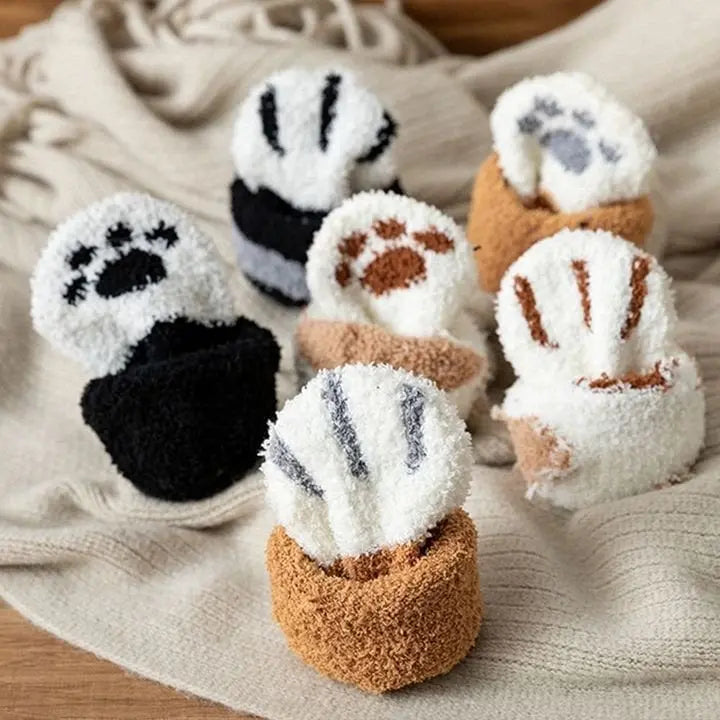 Avtoit | Cozy Cat Paw Socks – Plush Fleece Ankle Socks with Elastic Fit