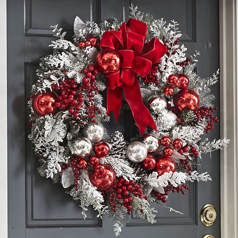 Avtoit | Cordless Prelit Holiday Trim | LED Lights, Auto-Timer & Premium Red/White Decor