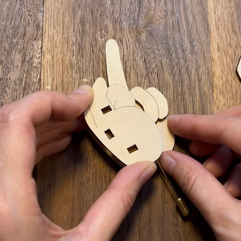 Avtoit | Funny Wooden Finger Brooch