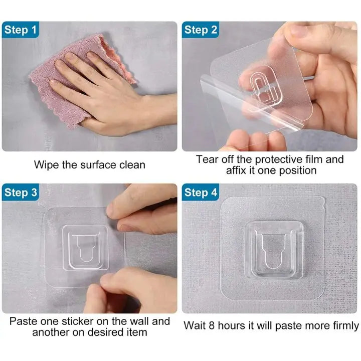 Avtoit | 10 Pair Transparent Wall Hooks – Strongly Adhesive & Versatile