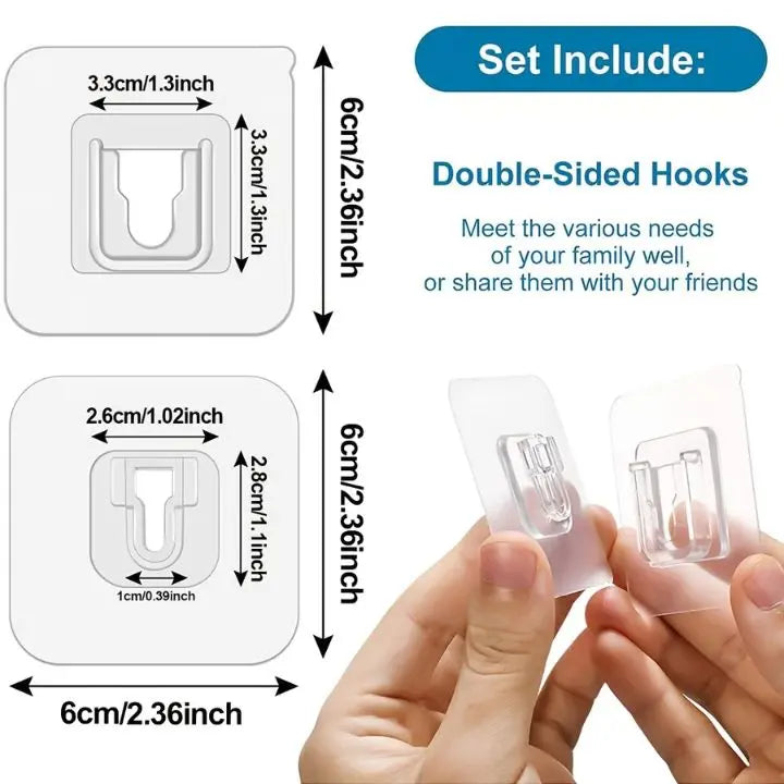 Avtoit | 10 Pair Transparent Wall Hooks – Strongly Adhesive & Versatile