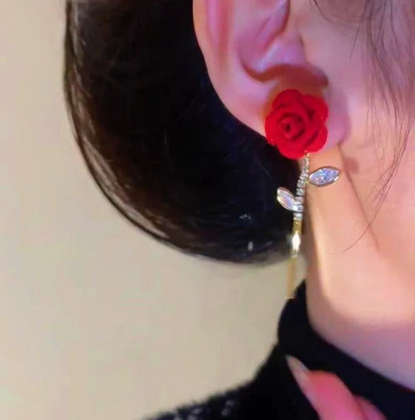 Avtoit | Red Velvet Rose Earrings