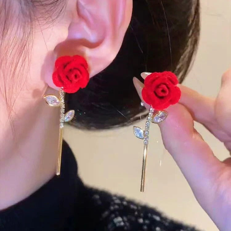 Avtoit | Red Velvet Rose Earrings
