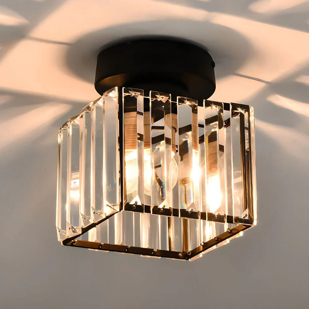 Avtoit | Modern Crystal Ceiling Light with Gold and Black Accents – Stylish Lighting for Your Home