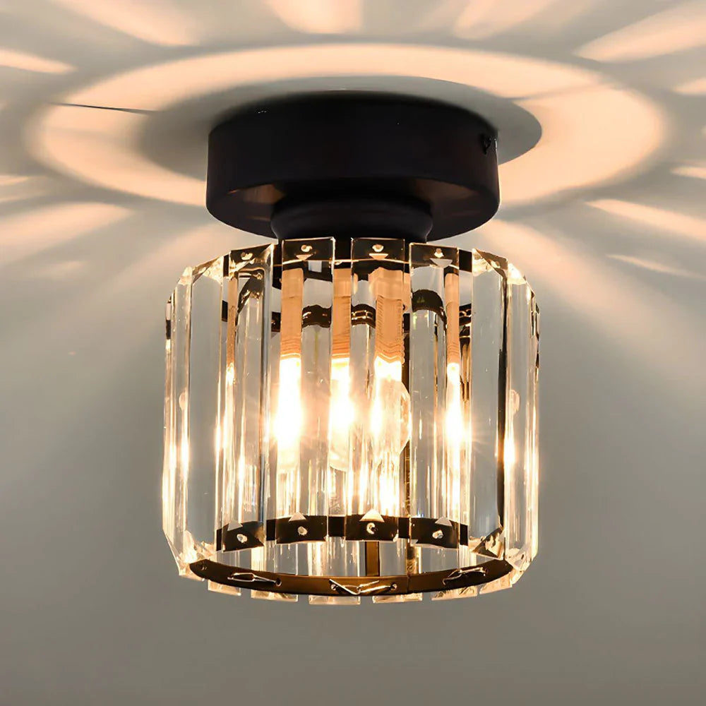 Avtoit | Modern Crystal Ceiling Light with Gold and Black Accents – Stylish Lighting for Your Home