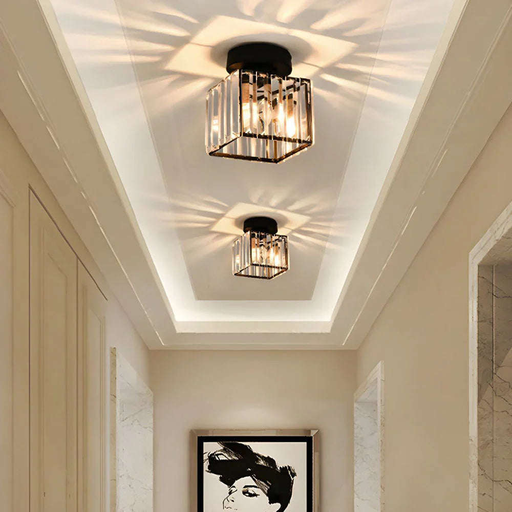 Avtoit | Modern Crystal Ceiling Light with Gold and Black Accents – Stylish Lighting for Your Home
