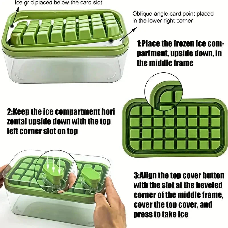 Avtoit | 101oz. Ice Cube Tray Set - 64 Piece Silicone Ice Cube Tray with Lid & Container