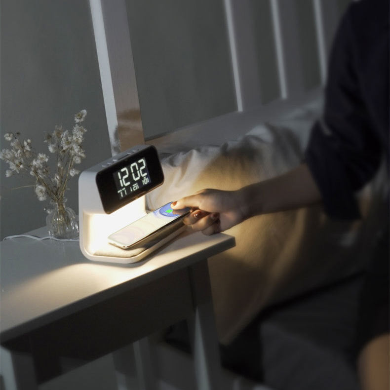 Avtoit | 3-in-1 Bedside Lamp with Wireless Charger – LCD Alarm Clock & Touch Dimmable LED Table Lamp