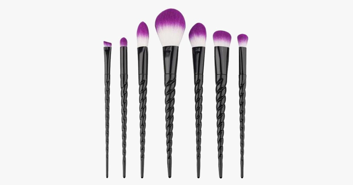 Avtoit | Black Unicorn Makeup Brush Set with 7 Brushes – For the Perfect Blending