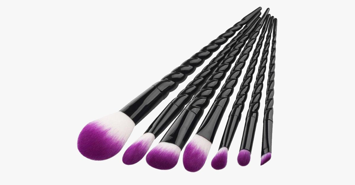 Avtoit | Black Unicorn Makeup Brush Set with 7 Brushes – For the Perfect Blending