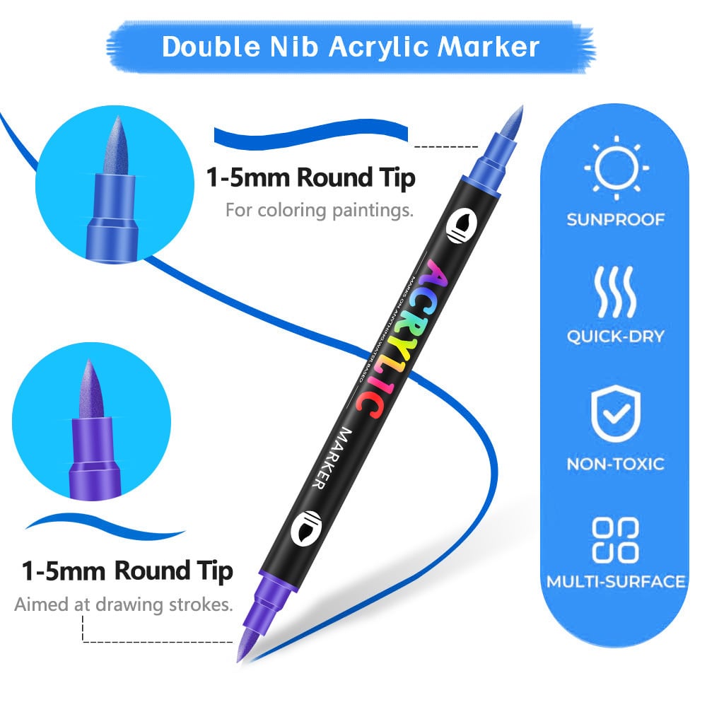 Avtoit | Double-sided acrylic paint marker – Multi-surface art pen with vibrant colors