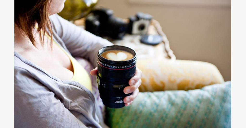 Avtoit | SLR Camera Lens Stainless Steel Travel Coffee Mug with Spill-Proof Lid