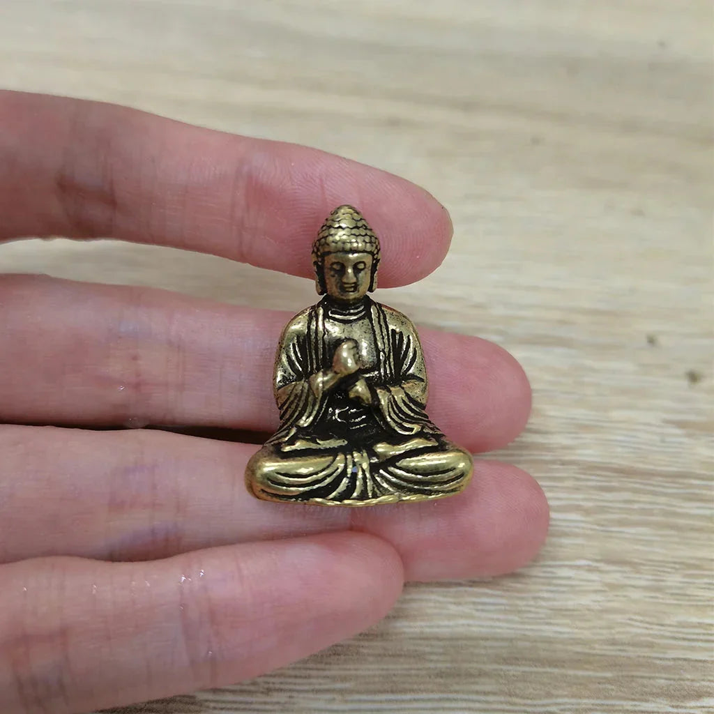 Avtoit | 10 pieces mini brass sitting Buddha statue figure for travel Buddhism worship home office desk decoration