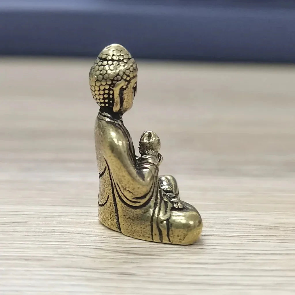 Avtoit | 10 pieces mini brass sitting Buddha statue figure for travel Buddhism worship home office desk decoration
