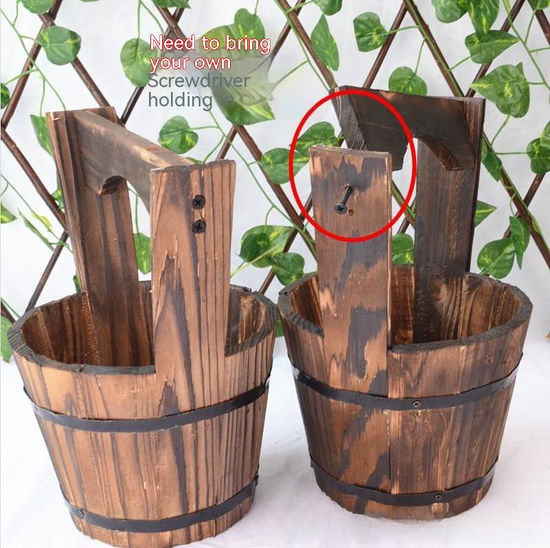 Avtoit | Wooden Bucket Planter in Barrel Design for Garden and Terrace – Decorative Flower Pots made of Wood