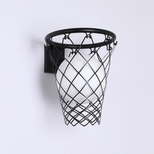 Avtoit | Slamora Children's Wall Light | Basketball Hoop Design | Glass & Metal | Art Deco Style | Bedroom Light