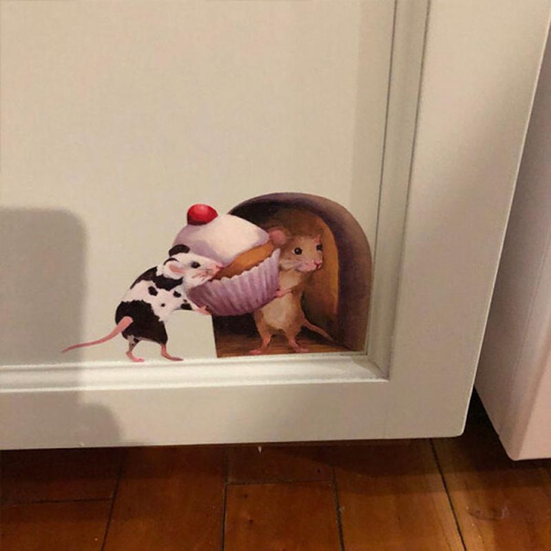 Avtoit | Realistic 3D Mouse Hole Wall Sticker