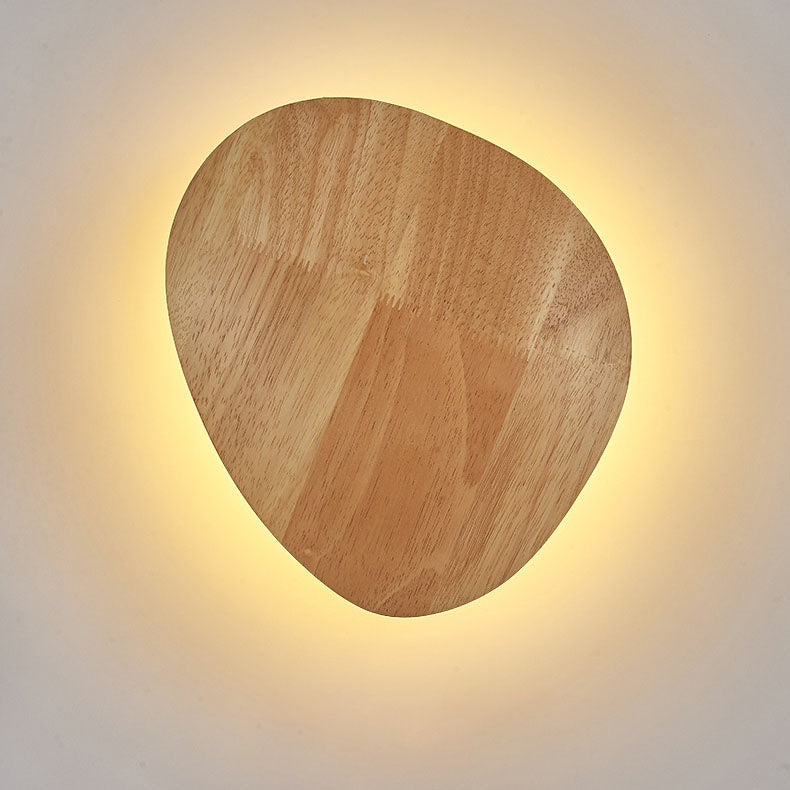 Avtoit | Modern Minimalist Round Irregular Oval Wood LED Wall Light Lamp for Living Room