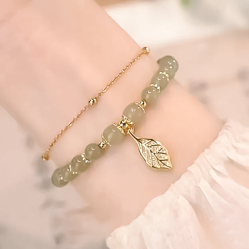 Avtoit | Hetian Jade Bracelet with Leaf