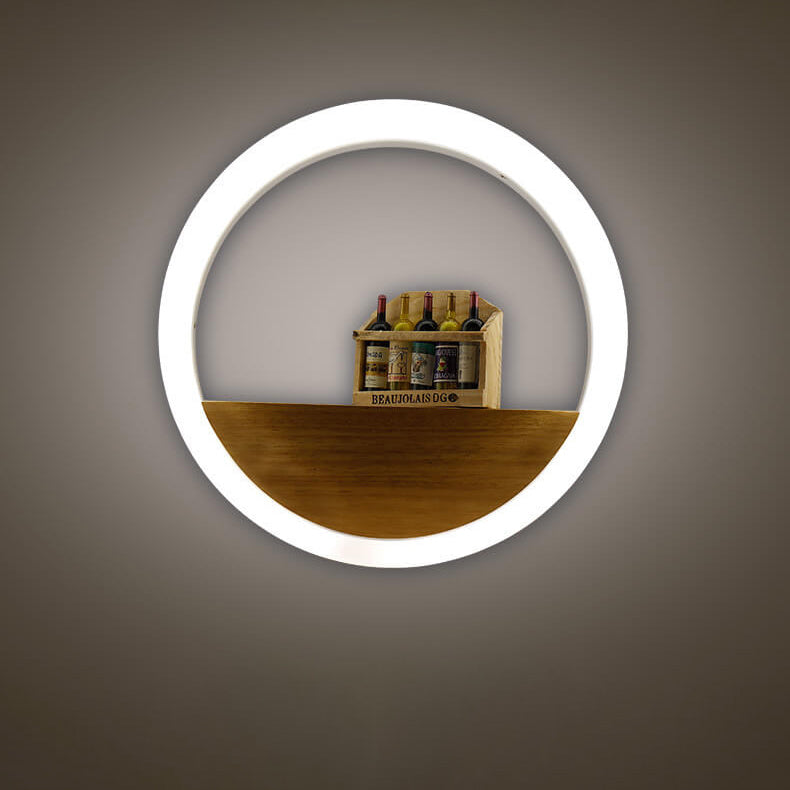 Avtoit | Lumoshelf LED Wall Light | Solid Wood with Shelf | Round Wall Lamp | Warm & White Light