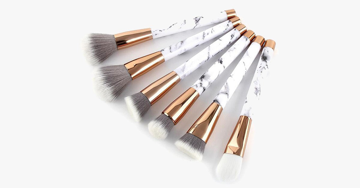 Avtoit | Pro Makeup Brush Set of 15 with Rose and Marble Pattern - Perfect for all Makeup Applications