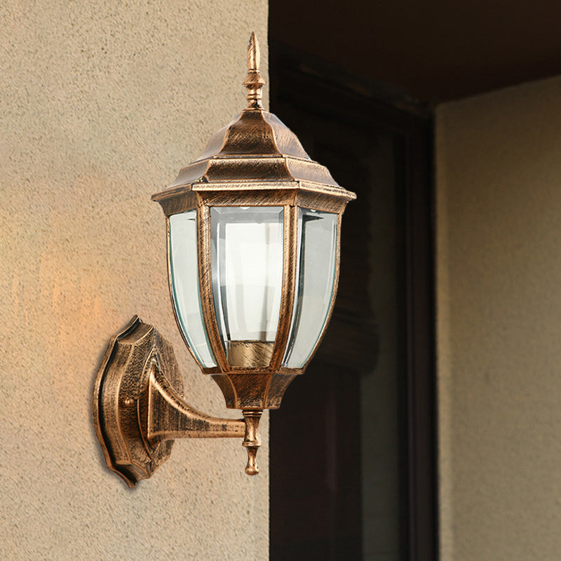 Avtoit | One-Pear-Wall-Light with Lantern Shade made of Clear Glass Industrial Outdoor Wall Light Lighting System