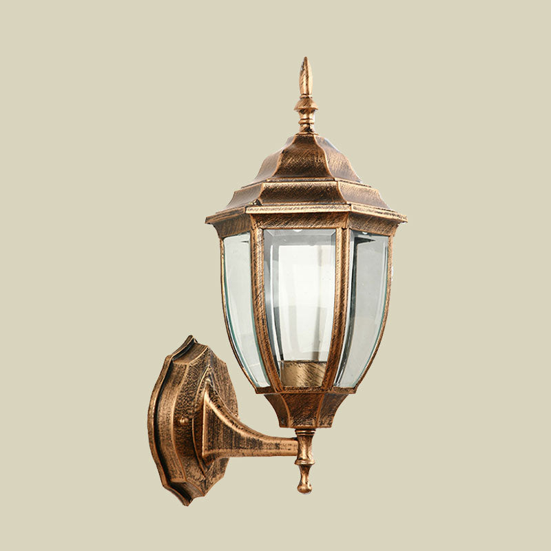 Avtoit | One-Pear-Wall-Light with Lantern Shade made of Clear Glass Industrial Outdoor Wall Light Lighting System