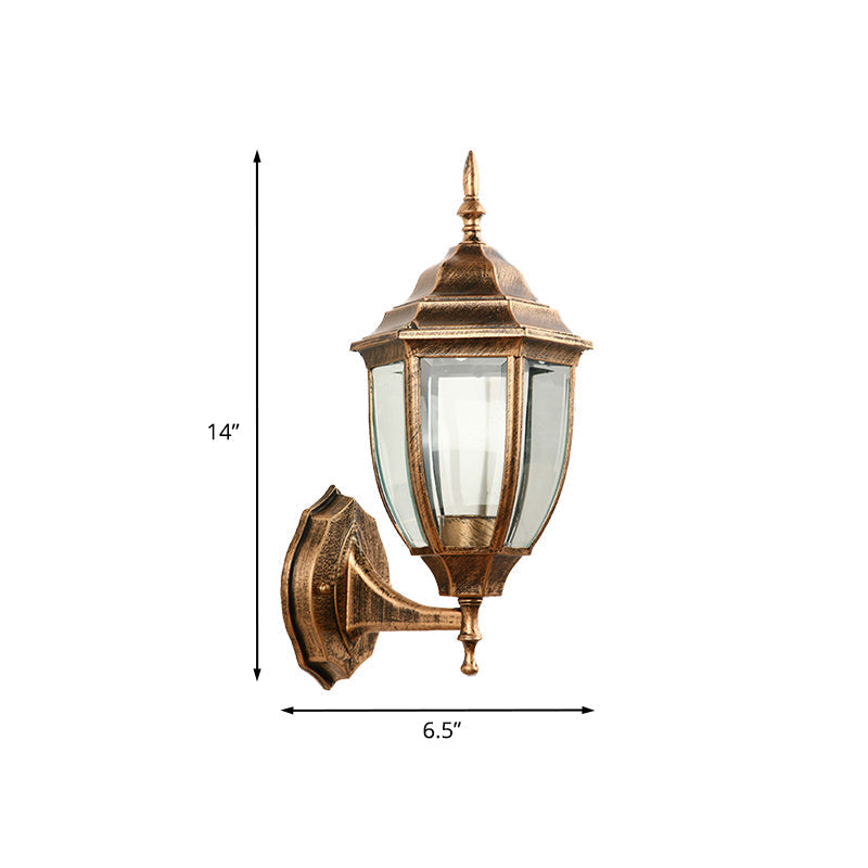 Avtoit | One-Pear-Wall-Light with Lantern Shade made of Clear Glass Industrial Outdoor Wall Light Lighting System
