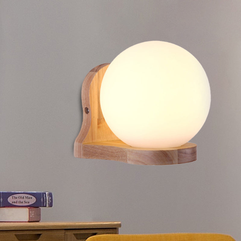 Avtoit | Balcony Study Room Ball Wall Painting Lighting Milk Glass 1 Light Simple Style White Wall Lamp