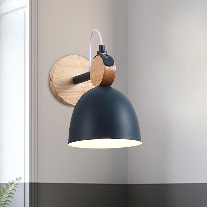 Avtoit | Metal Bowl Shade Wall Light Lamp Children's Room Shop 1 Head Macaron Style Wall Light