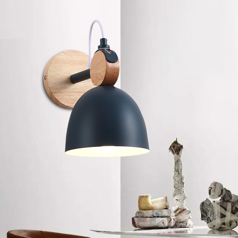 Avtoit | Metal Bowl Shade Wall Light Lamp Children's Room Shop 1 Head Macaron Style Wall Light