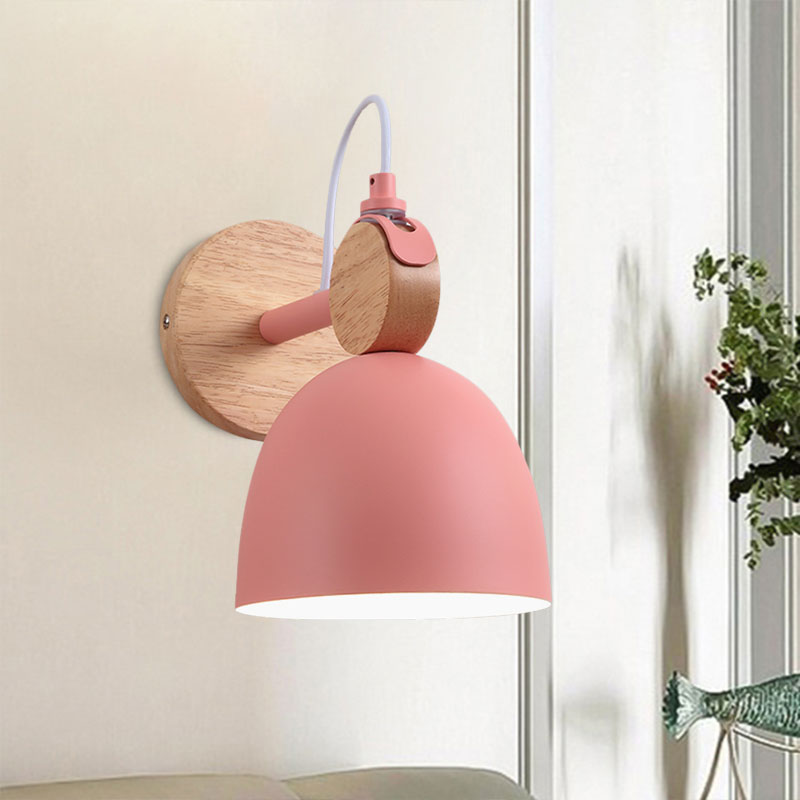 Avtoit | Metal Bowl Shade Wall Light Lamp Children's Room Shop 1 Head Macaron Style Wall Light