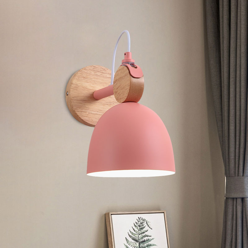 Avtoit | Metal Bowl Shade Wall Light Lamp Children's Room Shop 1 Head Macaron Style Wall Light