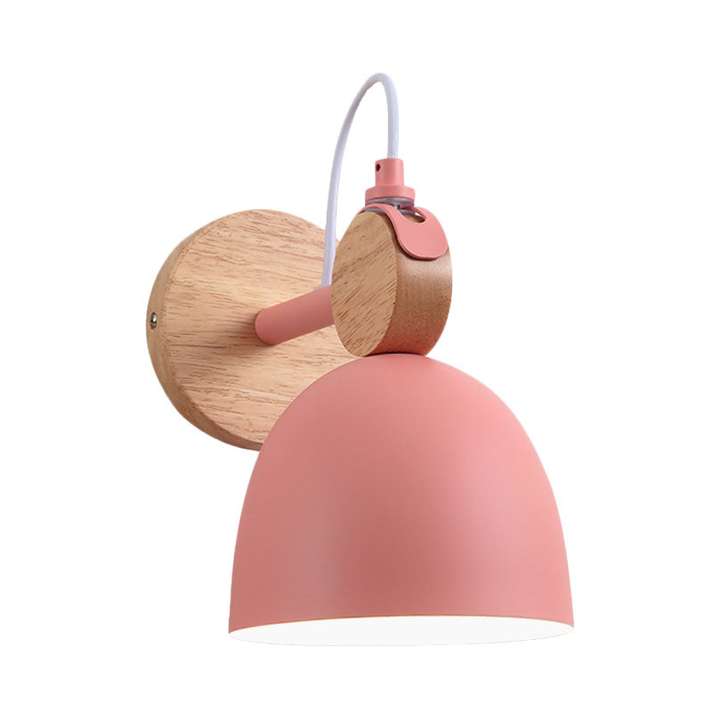 Avtoit | Metal Bowl Shade Wall Light Lamp Children's Room Shop 1 Head Macaron Style Wall Light