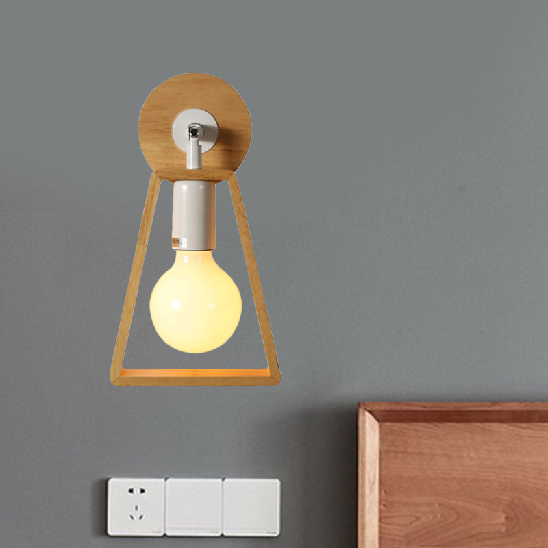 Avtoit | 1 head swivel trapeze wall lamp modern design beige wood wall light for bedroom