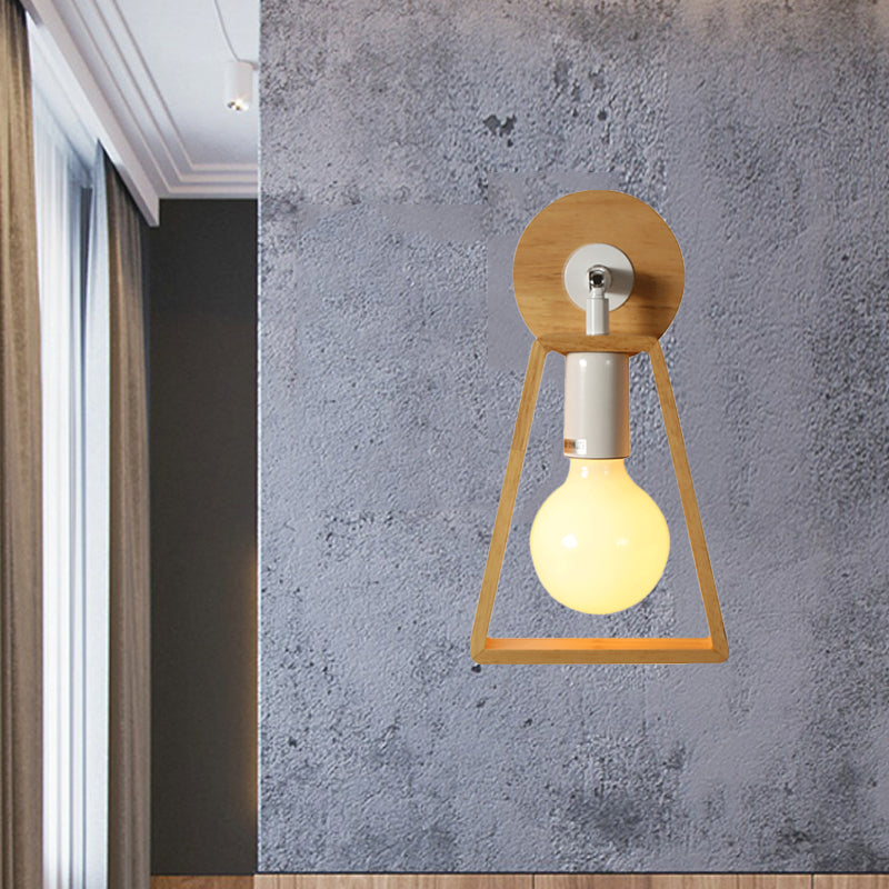 Avtoit | 1 head swivel trapeze wall lamp modern design beige wood wall light for bedroom