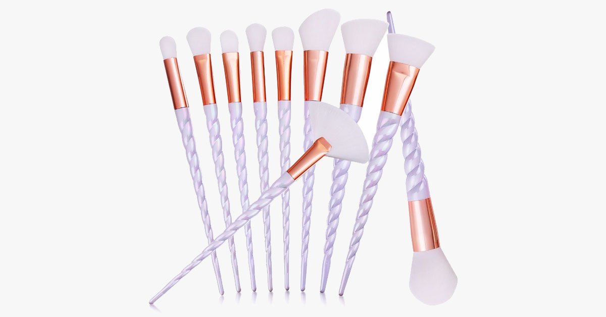 Avtoit | Professional 10-piece Unicorn Brush Set – Add colors and loads of bling to your make-up set