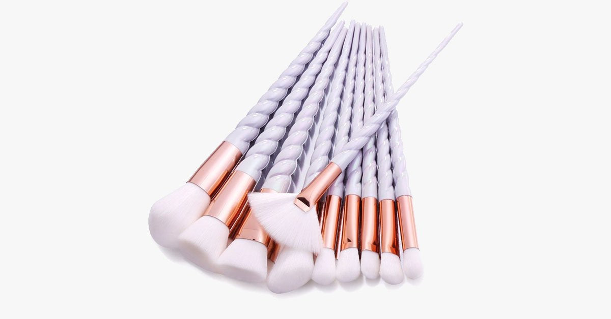 Avtoit | Professional 10-piece Unicorn Brush Set – Add colors and loads of bling to your make-up set
