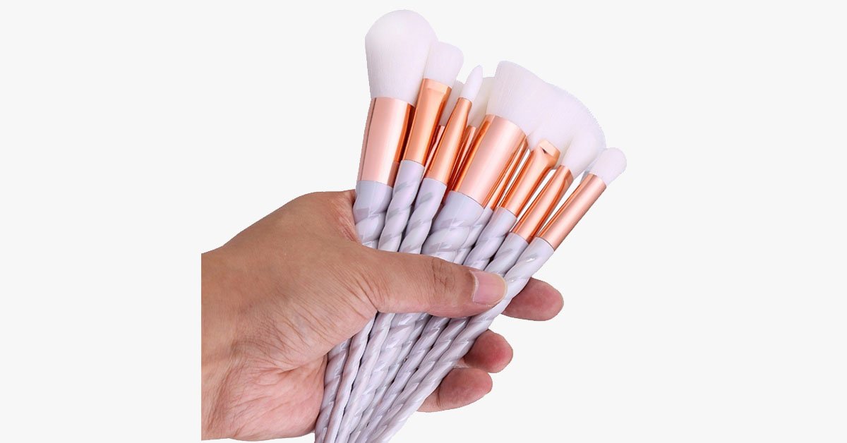 Avtoit | Professional 10-piece Unicorn Brush Set – Add colors and loads of bling to your make-up set