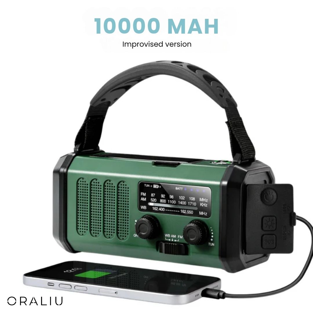 Avtoit | Solar Emergency Radio with Power Bank – Hand Crank & LED Torch for Camping and Outdoor Use