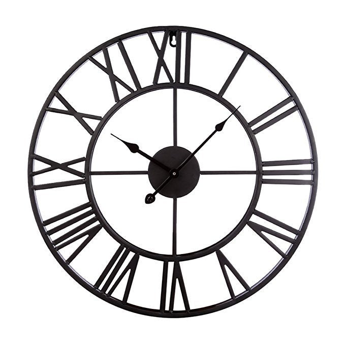 Avtoit | Roman Letters Large Silent Wall Clock 16 Inch Iron