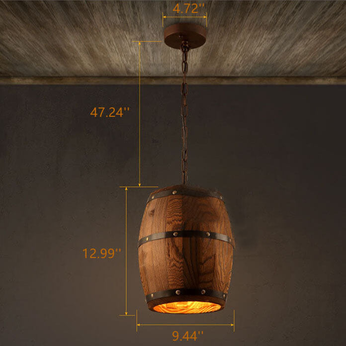 Avtoit | BarrelGlow Vintage Pendant Light | Wood Wine Barrel Design | 1-bulb | Rustic Lighting