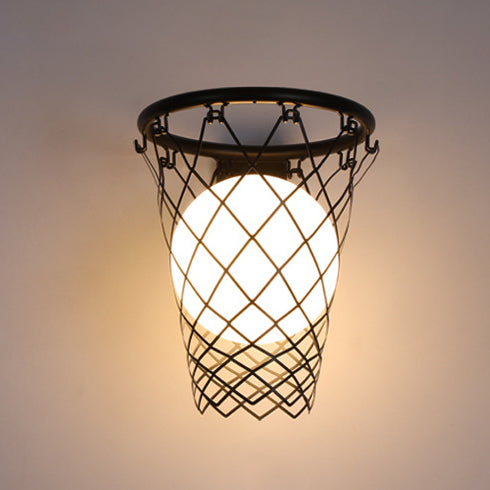 Avtoit | Slamora Children's Wall Light | Basketball Hoop Design | Glass & Metal | Art Deco Style | Bedroom Light