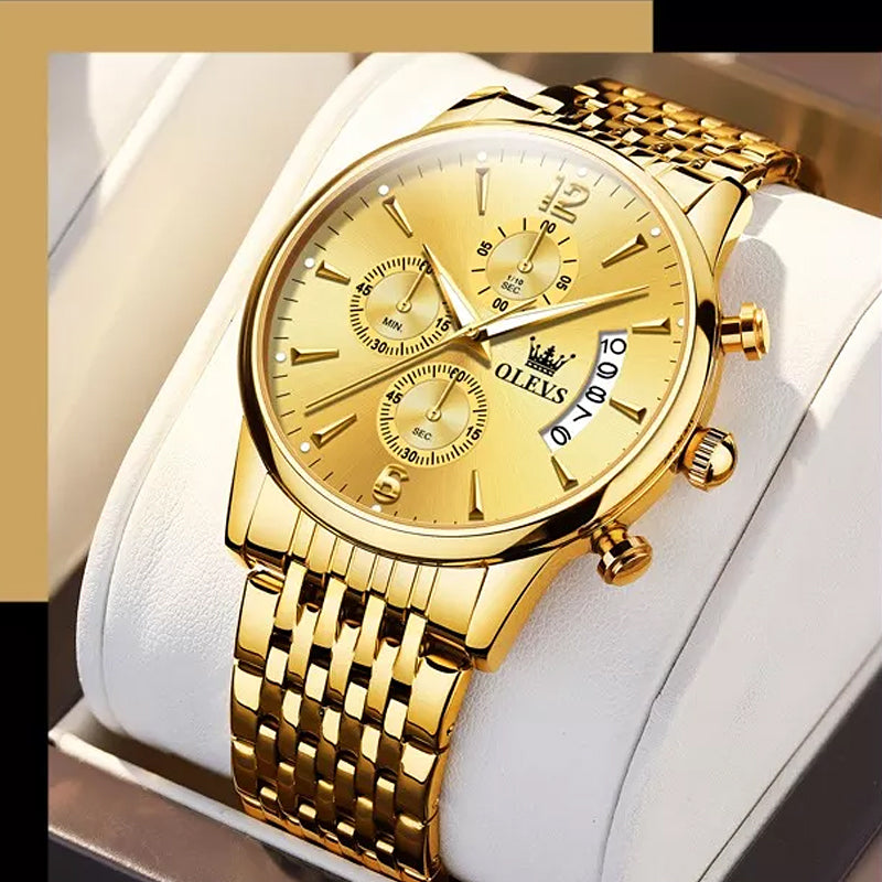 Avtoit | Luxury Gold Three-Eye Chronograph Dial Automatic Mechanical Watch