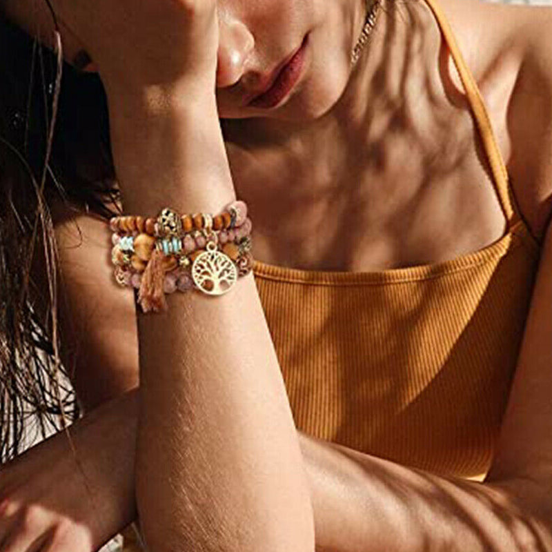 Avtoit | Boho Multilayer Wooden Bead Bracelet