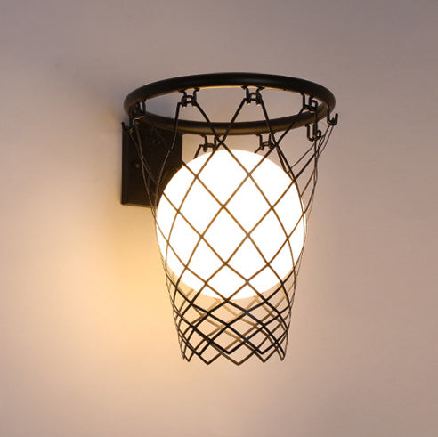 Avtoit | Slamora Children's Wall Light | Basketball Hoop Design | Glass & Metal | Art Deco Style | Bedroom Light