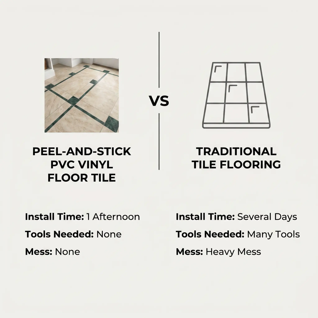 Avtoit | Peel and Stick PVC Flooring Matt Vinyl Flooring with Stone Look