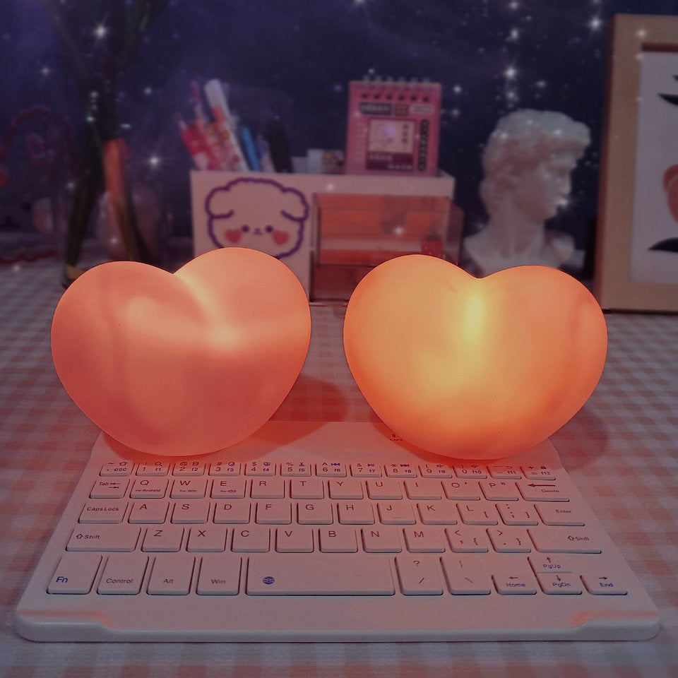 Avtoit | LuvSphere Silicone LED Night Light | Heart-Shaped Design | Table Lamp | Warm Mood Light | Decorative