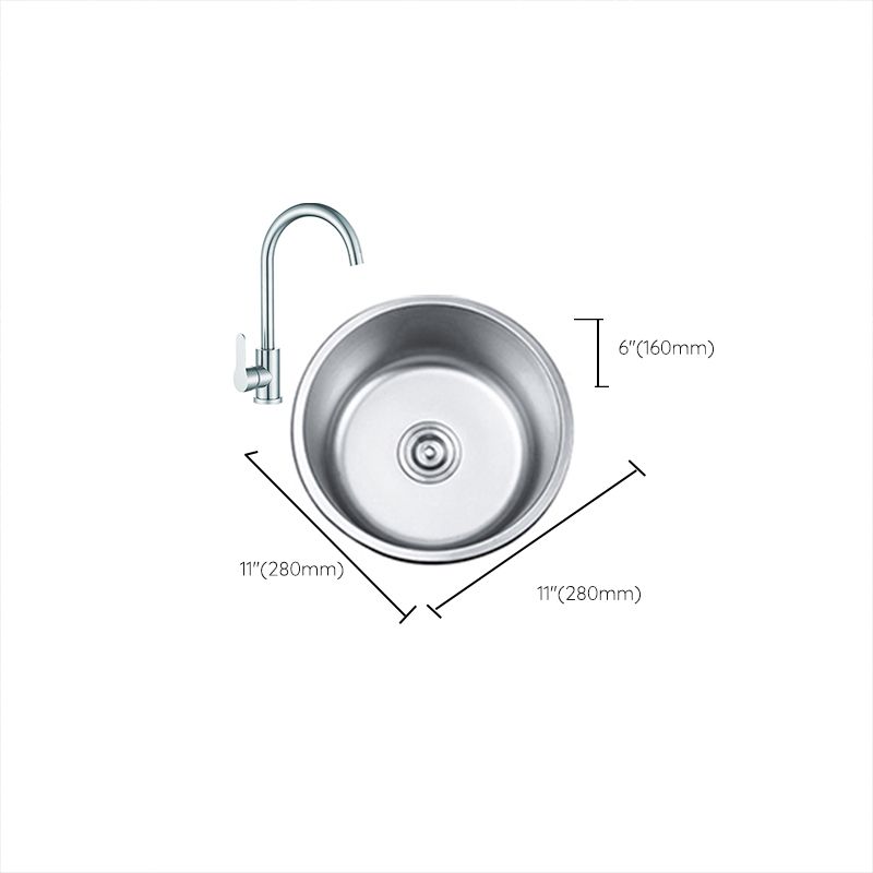 Avtoit | Round Single Bowl Kitchen Sink Stainless Steel Sink with Drain Strainer Set